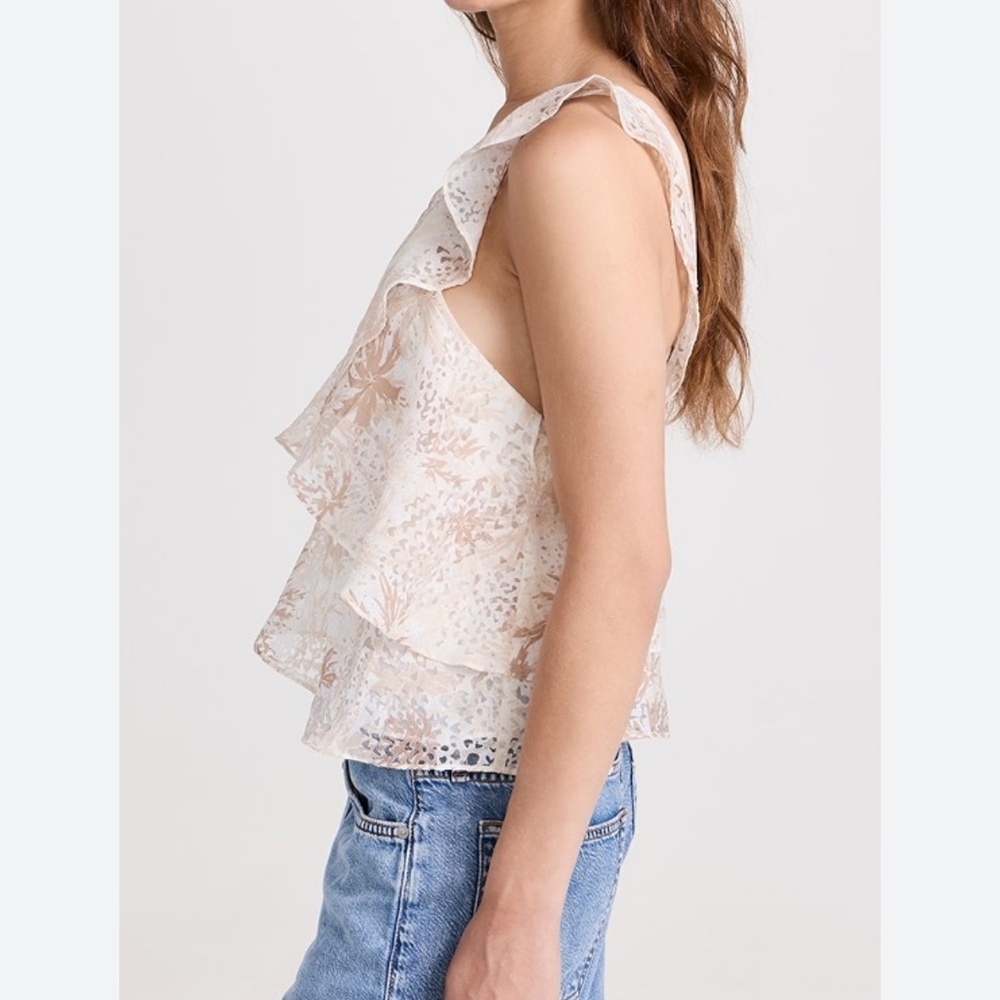 Ramy Brook Maureen one Shoulder top in Tan Flax Tropic Size M - Picture 5 of 7